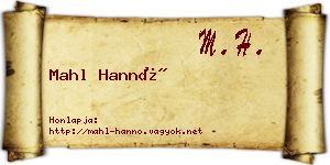 Mahl Hannó névjegykártya